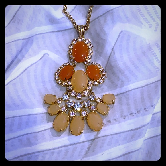 J Crew Long Crystal Statement Necklace NWOT - Picture 2 of 8